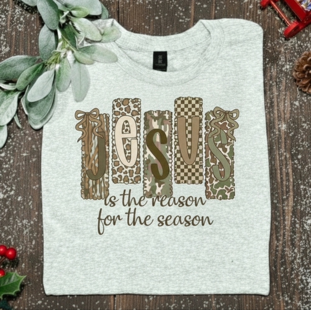 Christmas shirt Jesus is the reason for the season holiday religious Camo